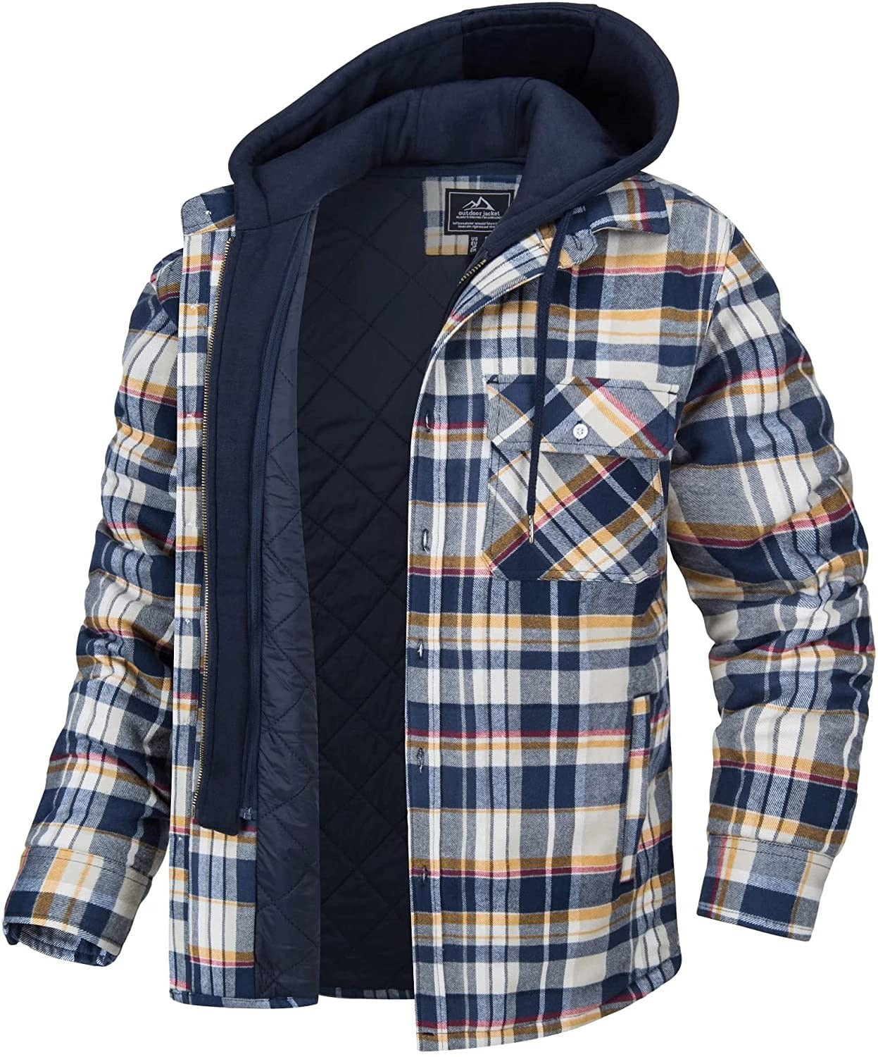 Karierte Herren Weste Hoodie Warm gefüttert - IdealeKleiden