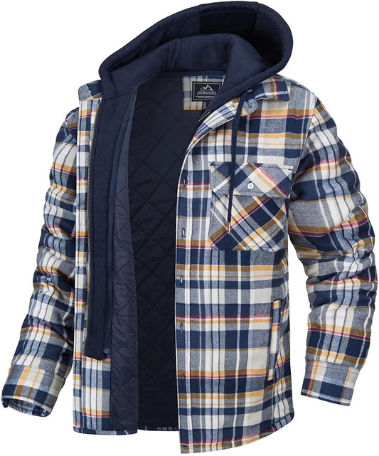 Karierte Herren Weste Hoodie Warm gefüttert - IdealeKleiden