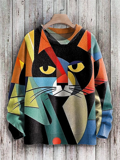 Women's Cat Sweaters Cheerful Colors