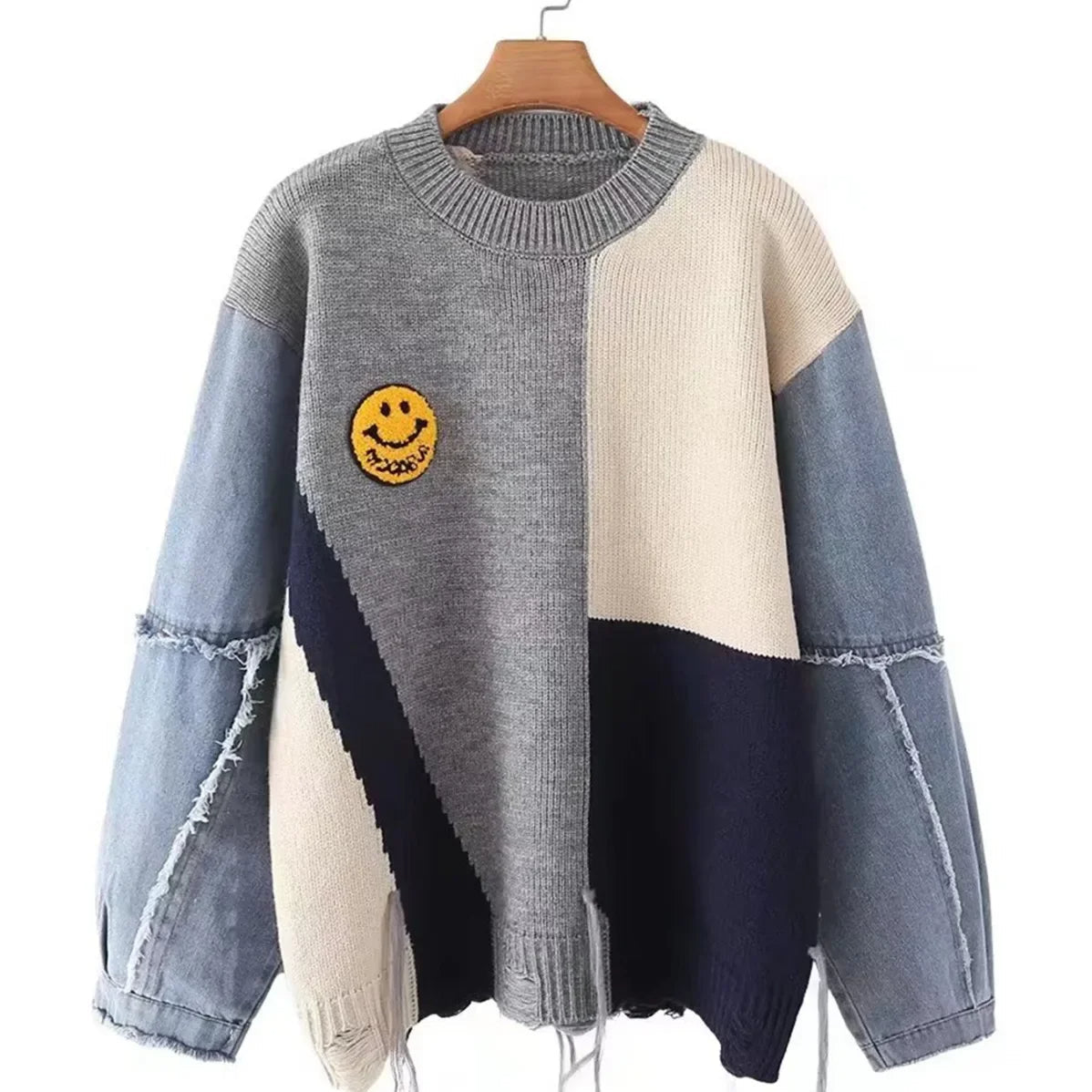 Colorful Women's Sweaters Patchwork Style