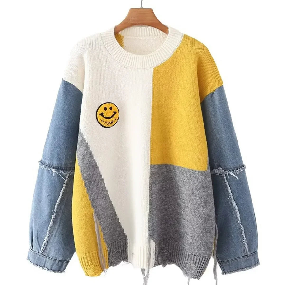 Colorful Women's Sweaters Patchwork Style
