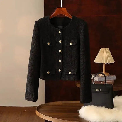 Fashionable Women's Jacket with Many Pockets, Tweed Style