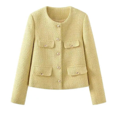 Fashionable Women's Jacket with Many Pockets, Tweed Style