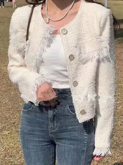 Stilvolle Damenjacke Tweed Modern Chic - IdealeKleiden