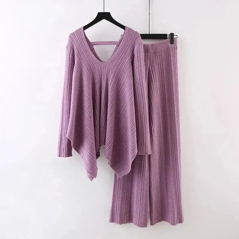 Women's Two-Piece Yellow Casual Sweater Set