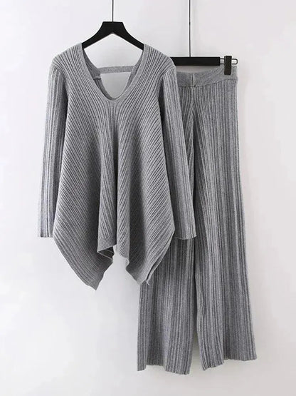 Women's Two-Piece Yellow Casual Sweater Set