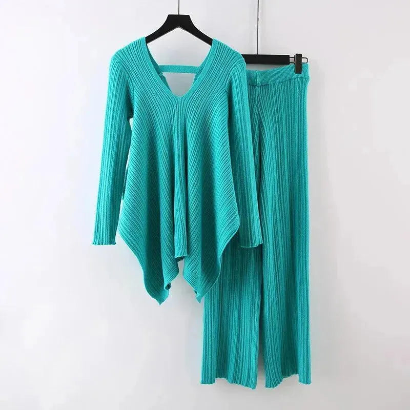 Women's Two-Piece Yellow Casual Sweater Set