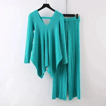 Women's Two-Piece Yellow Casual Sweater Set
