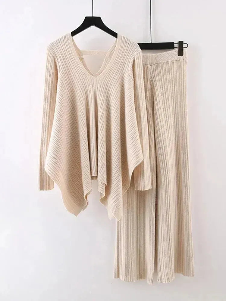 Women's Two-Piece Yellow Casual Sweater Set