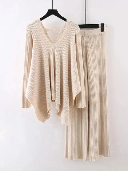 Women's Two-Piece Yellow Casual Sweater Set