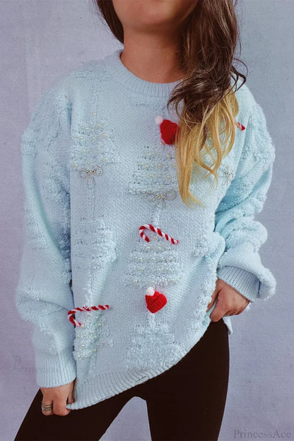 Christmas Sweater 3D Christmas Tree Pearl Luster