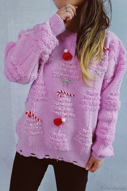 Christmas Sweater 3D Christmas Tree Pearl Luster