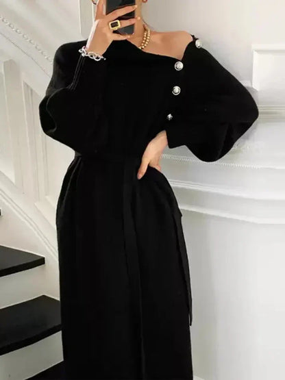 Comfortable Women's Sweatshirt Dress with Belt