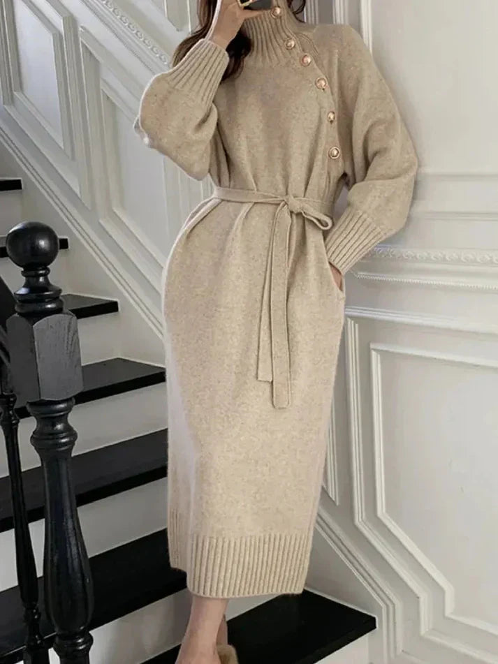 Comfortable Women's Sweatshirt Dress with Belt