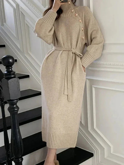 Comfortable Women's Sweatshirt Dress with Belt