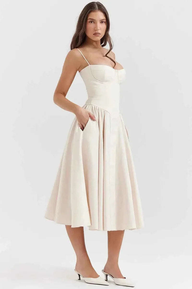 Elegantes Midikleid mit Korsage-Oberteil und Rock - IdealeKleiden