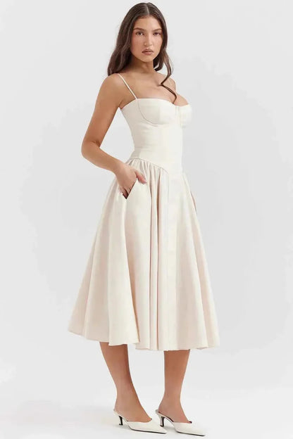Elegantes Midikleid mit Korsage-Oberteil und Rock - IdealeKleiden