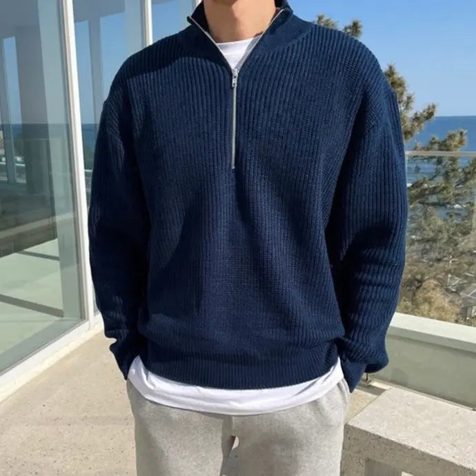 Stilvoller Herren Pullover Klassisch Halbzip - IdealeKleiden
