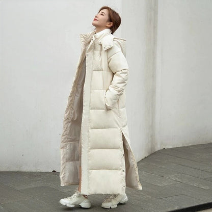 Long Down Jacket Warm & Waterproof - Hood & Zipper