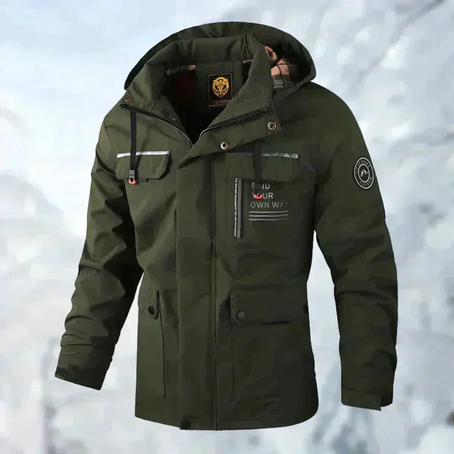 Men's Warm Winter Jacket with Hood and Pockets