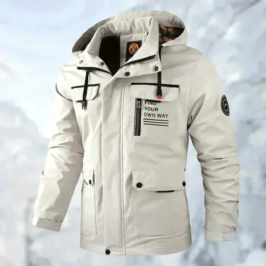 Men's Warm Winter Jacket with Hood and Pockets