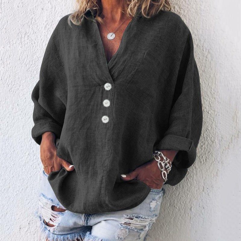 Bequeme Damenbluse Elegant Knopfdesign