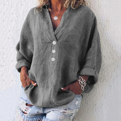 Bequeme Damenbluse Elegant Knopfdesign