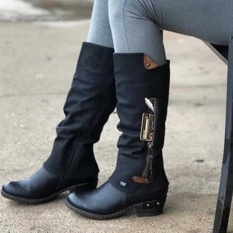 Praktische Stiefel Damen Bequem mit Reisetüte - IdealeKleiden