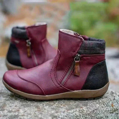 Women's Ankle Boots Comfortable Leather Quick Fastener