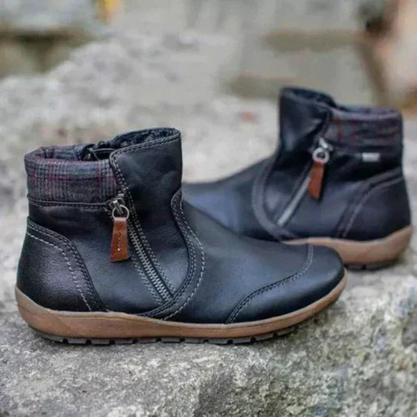 Women's Ankle Boots Comfortable Leather Quick Fastener