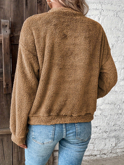 Weiches Teddy Pullover Sweatshirt Bequem - IdealeKleiden