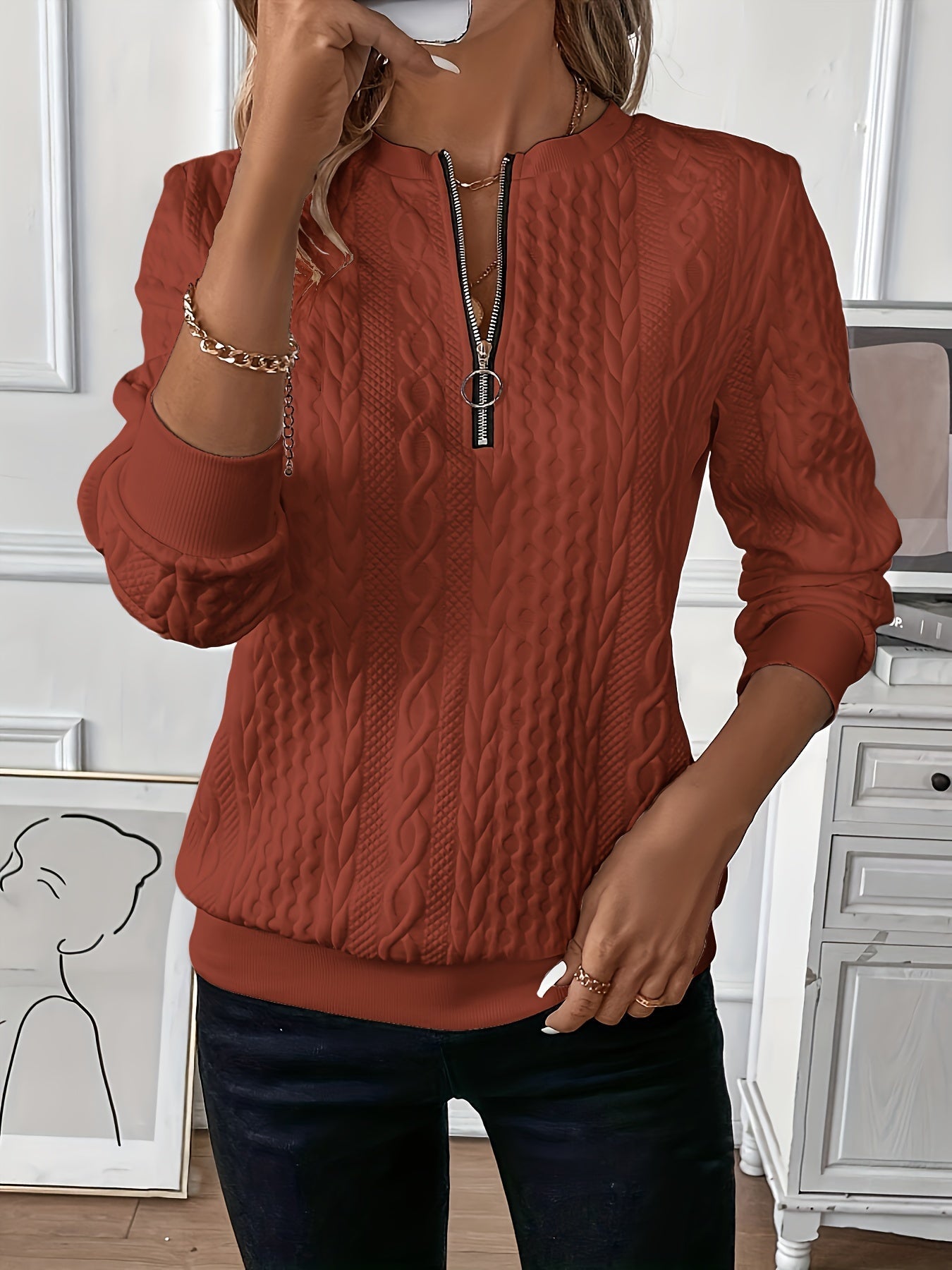 Women's Comfortable Zip-Up Sweater