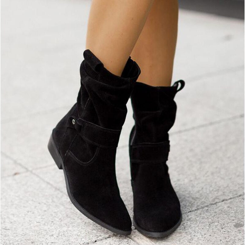 Elegant Ankle Boots With Low Heel