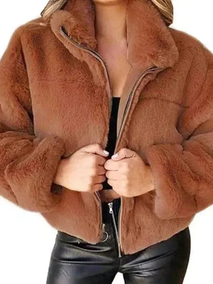 Comfortable Women's Fleece Jacket Crop Style
