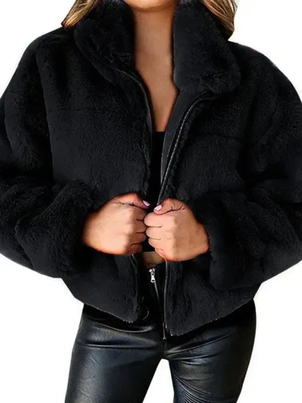 Comfortable Women's Fleece Jacket Crop Style