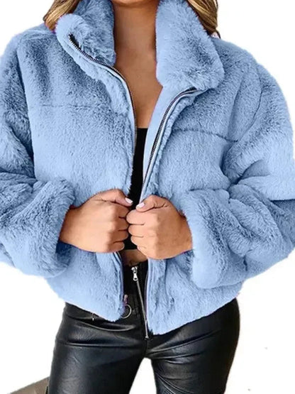 Comfortable Women's Fleece Jacket Crop Style