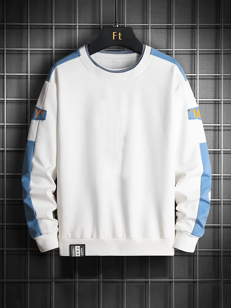 Herren Pullover Langarm Farbblock Design - IdealeKleiden
