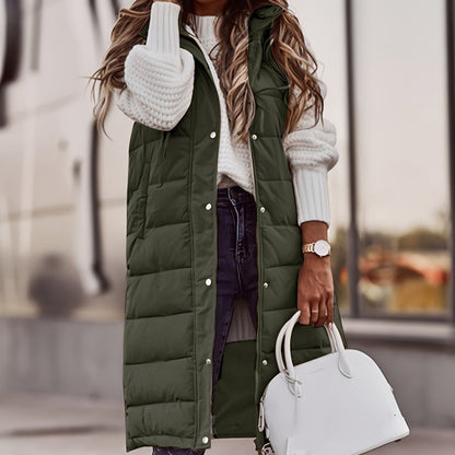 Long Women's Vest Hooded Sleeveless