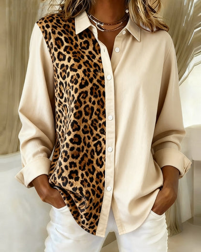 Stylish Blouse Leopard Print Long Sleeves