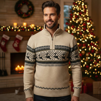 Men's Warm Reindeer Pattern Winter Sweater
