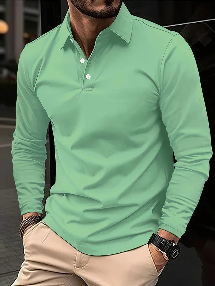 Men's Modern Long-Sleeve Polo Shirt