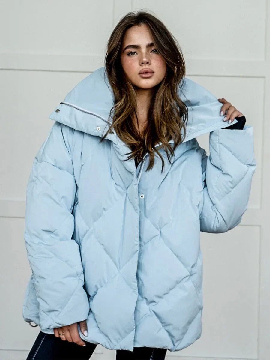 Große Pufferjacke Warm Reißverschluss