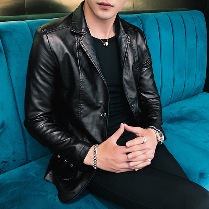 Men's Leather Jacket Cool Casual Style