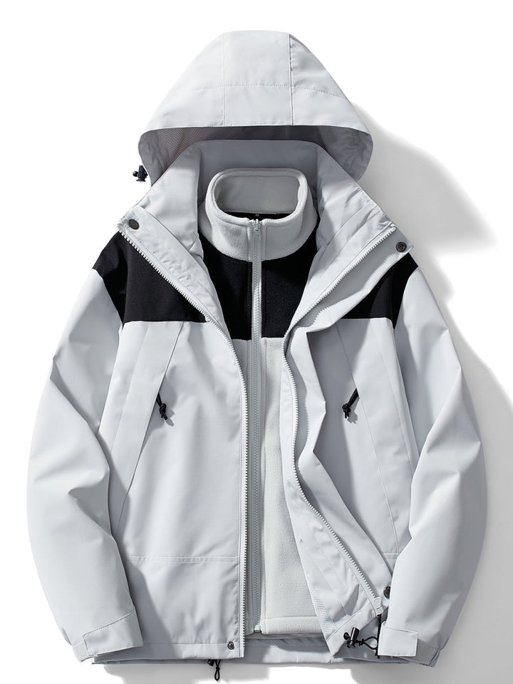 Waterproof Outdoor Jacket 3-in-1 Functional Windbreaker Detachable Hood