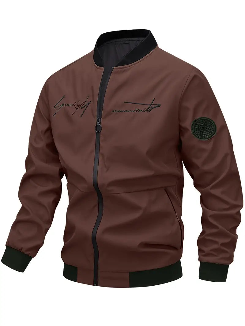 Men's Embroidered Leather Jacket Elegant