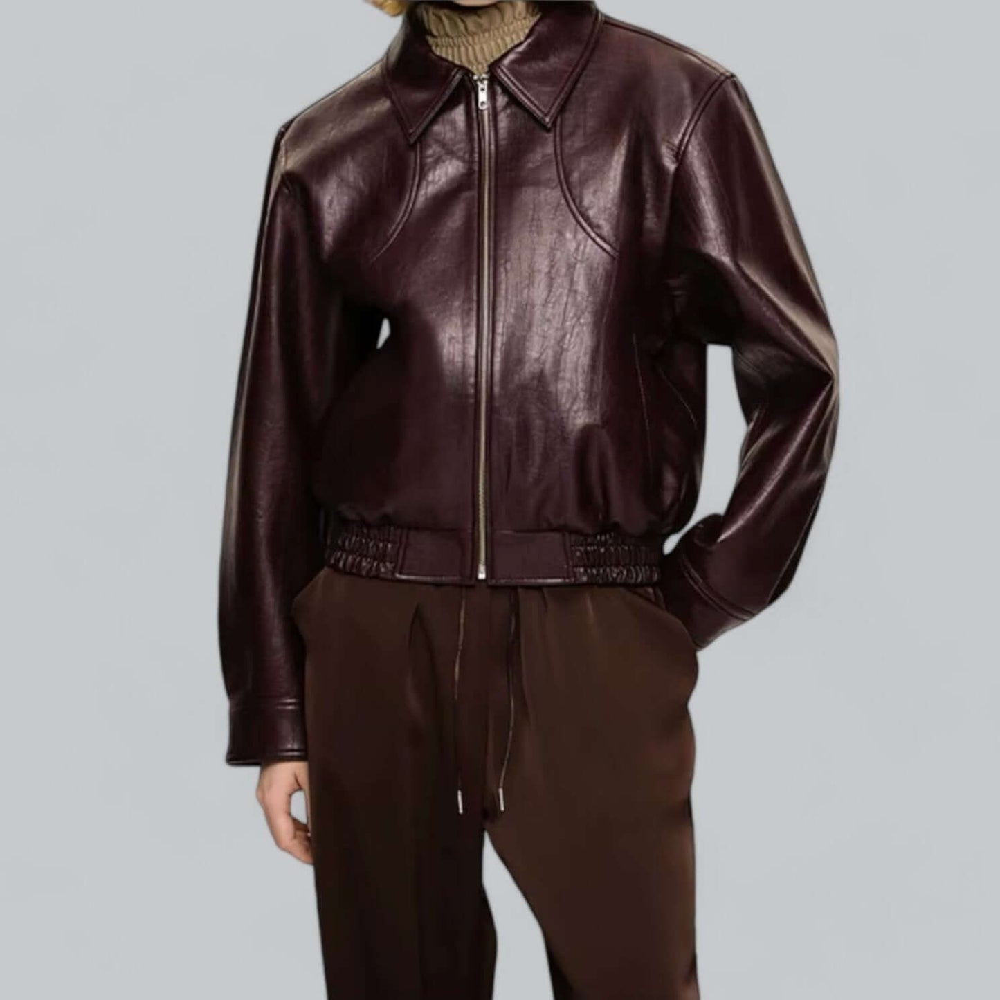 Unisex Leather Jacket Vintage Style Real Leather Look
