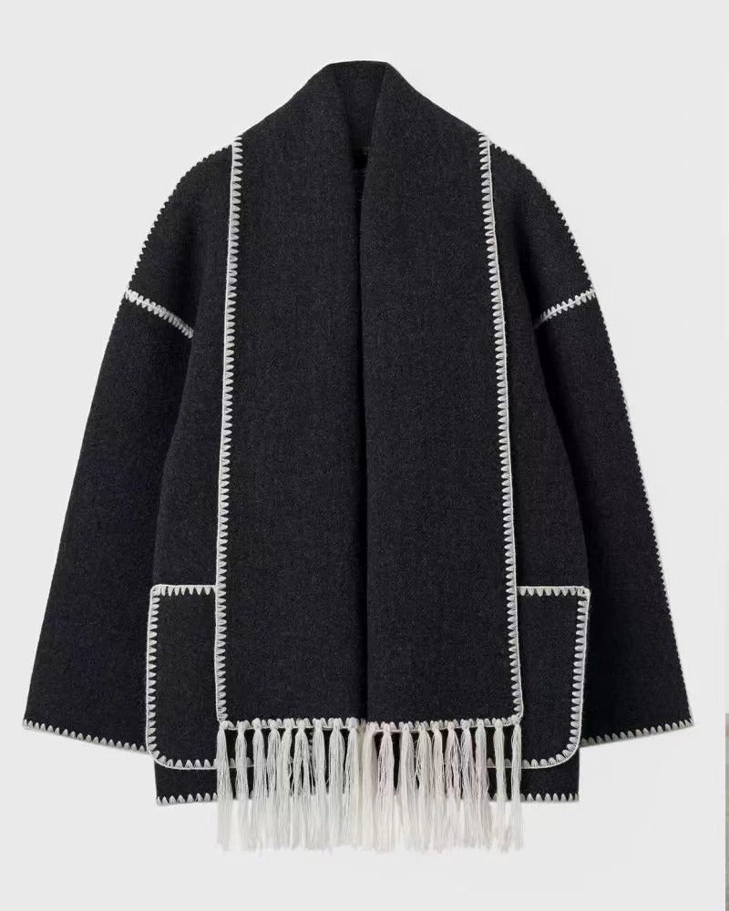 Eleganter Wollmantel Hepburn Stil Damencape - IdealeKleiden