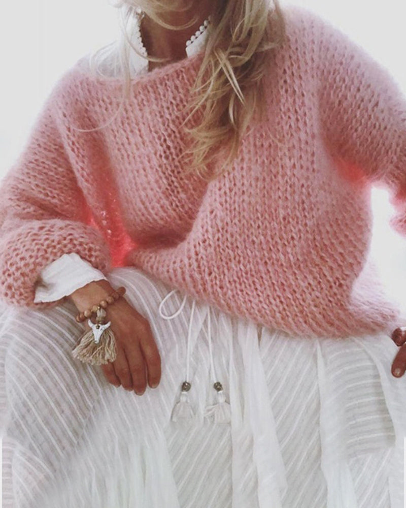 Comfortable Solid Color Casual Style Pullover