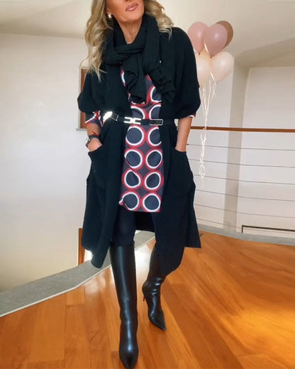 Stylischer Cardigan Beige Kapuzenlos - IdealeKleiden