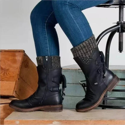 Stylish Winter Ankle Boots Lace-up Elegant